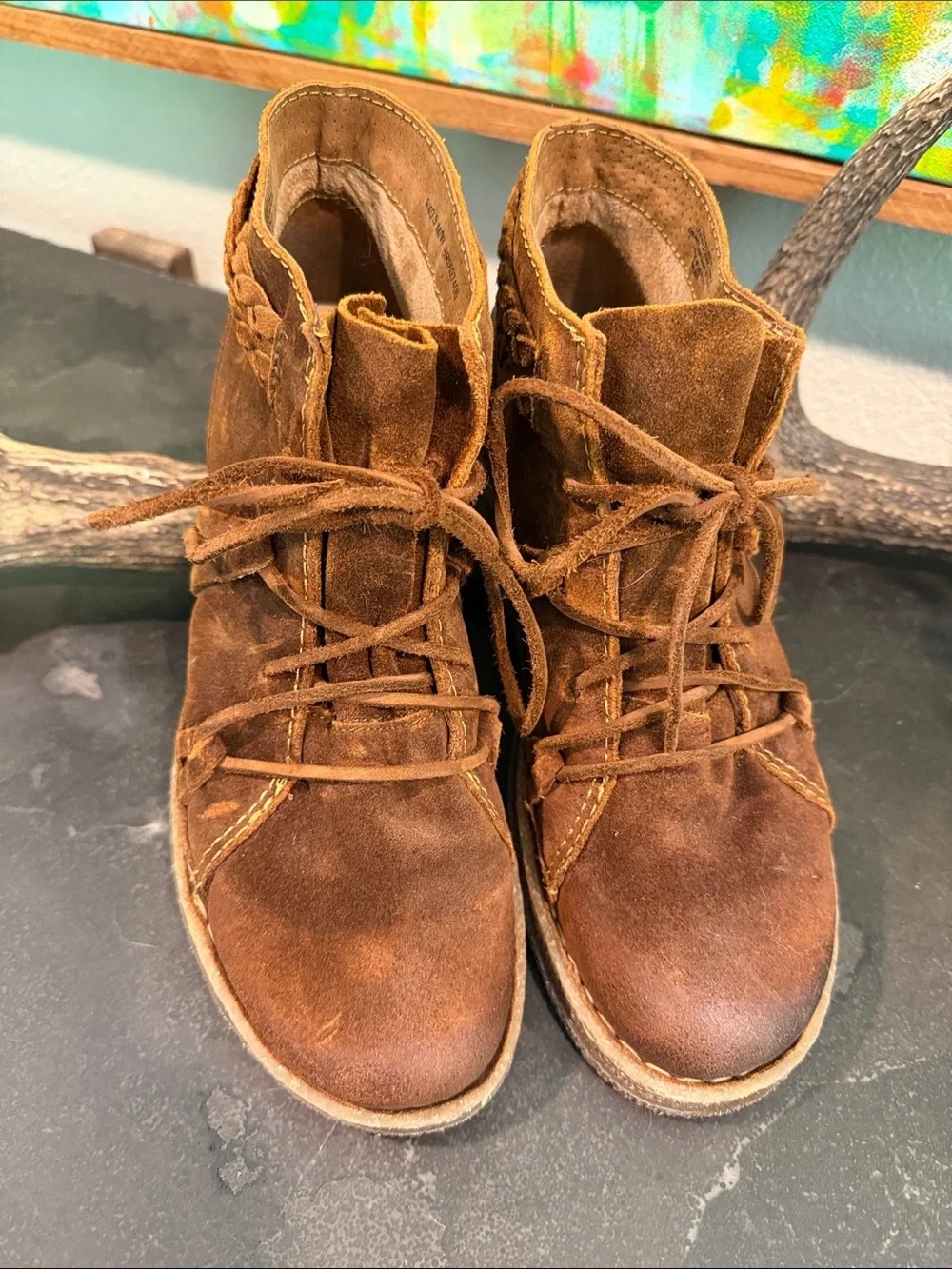 Brown Suede Lace-Up Ankle Boots